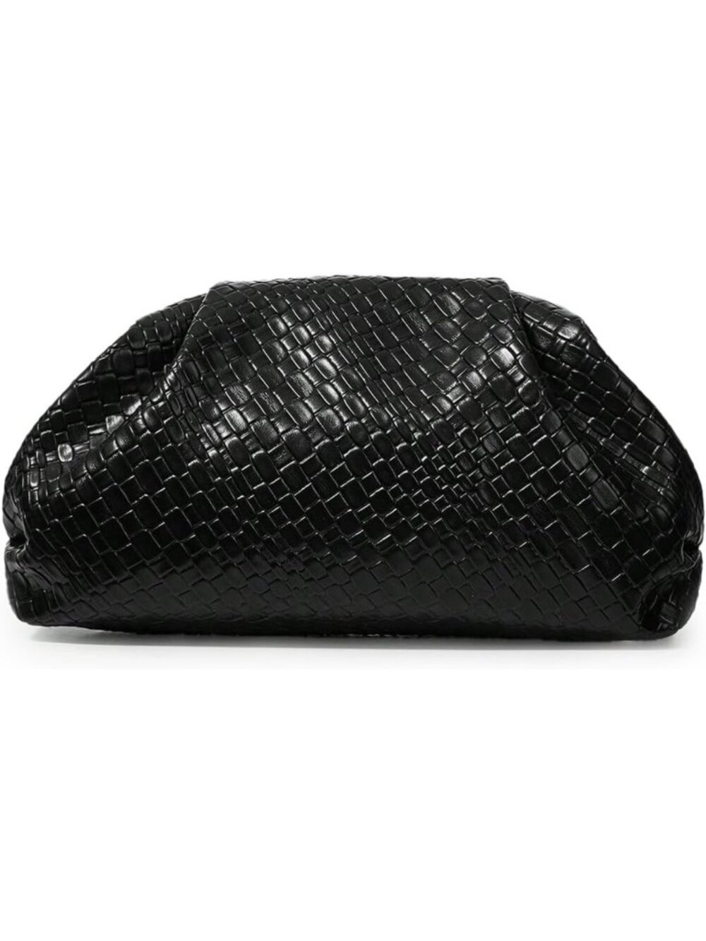 Elegant Vegan Leather Woven Evening Clutch Bag | Ruched Dumpling Purse for